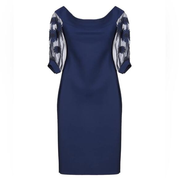 CHIARA BONI La Petite Robe Elke Mesh & Flower Applique Sleeve Dress Italian 6 - Picture 1 of 11